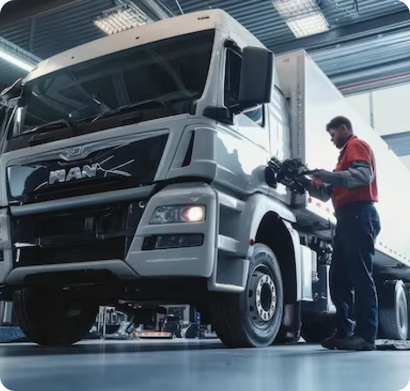 Truck being repaired in workshop wow fadeIn